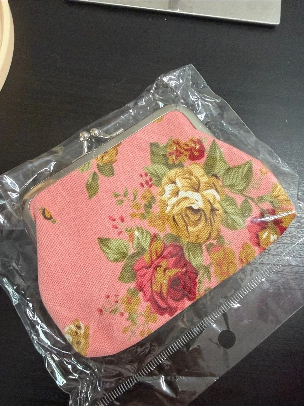 Pink Floral Kiss-Lock Coin Purse